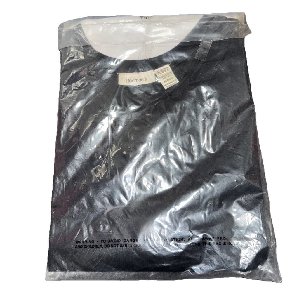 Roaman’s Women's Plus Size 4X Top BLACK Tunic New In Package V Neck SS